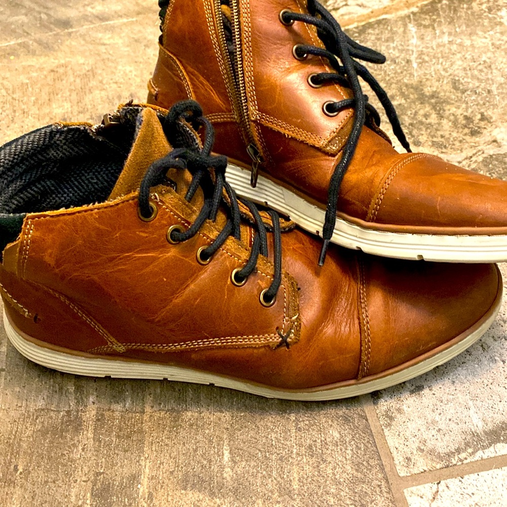 All leather zip men’s lace up shoes